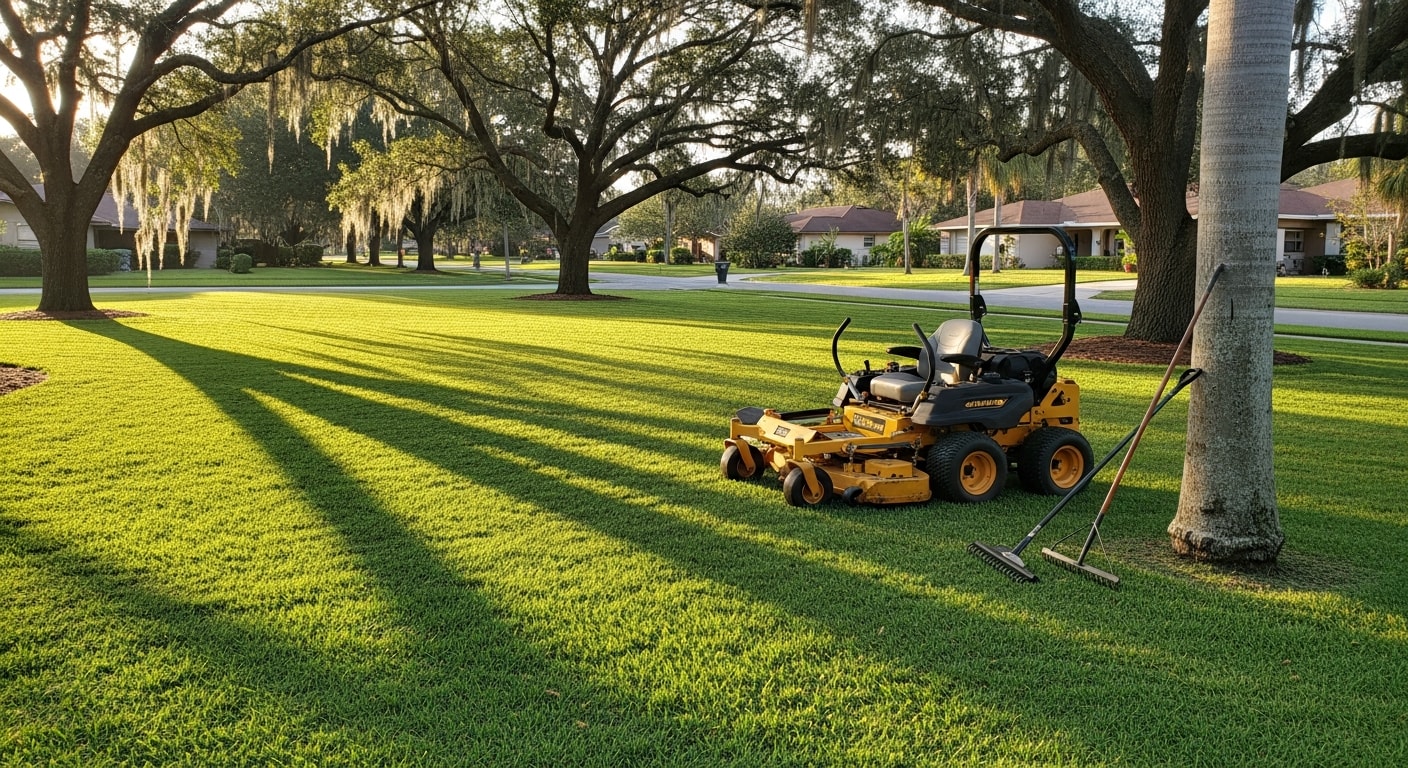 Professional lawn maintenance and landscape installation service
