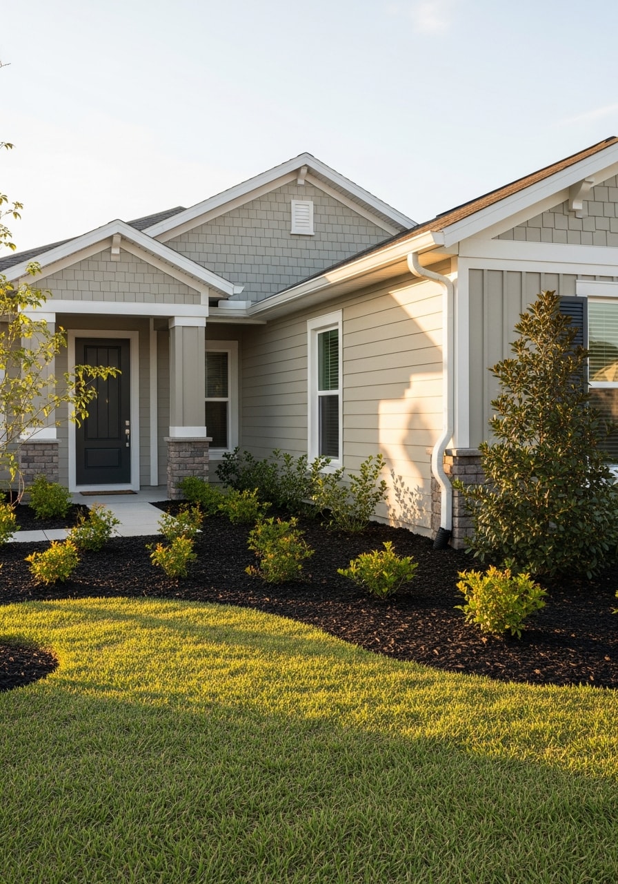 Close-up of a well-maintained Orange City home exterior showing quality craftsmanship and local architectural style.